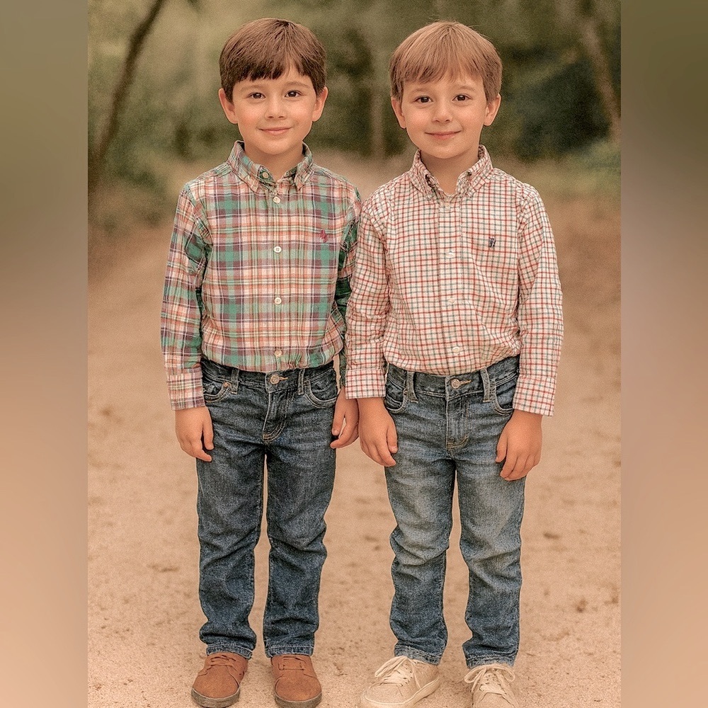 Ralph Lauren Kids' Plaid Shirts and Levi's Denim Jeans Set Size 5 (LOT OF 4)